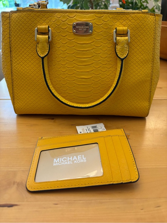 Michael Kors Handbags - SOLD! Michael Kors Yellow Selma Satchel + a NWT Card Case to Create a Set!